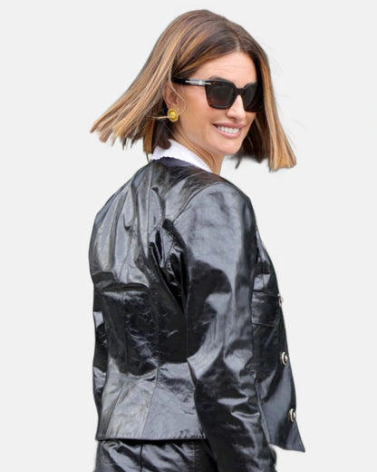 Penelope Cruz Black Leather Jacket