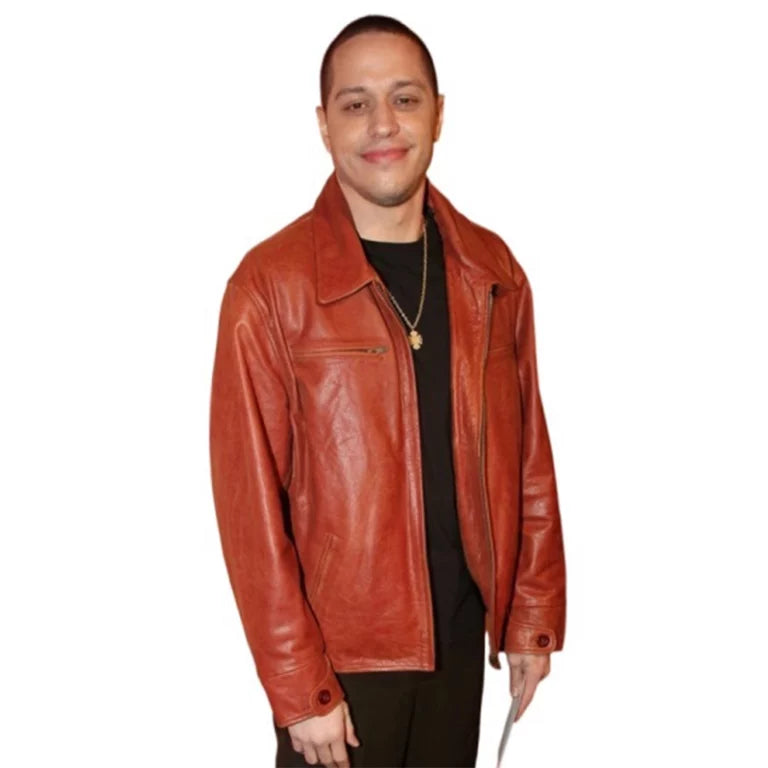 Pete Davidson Leather Jacket Brown