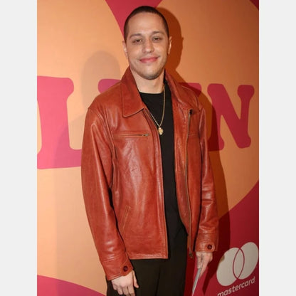 Pete Davidson Brown Leather Jacket