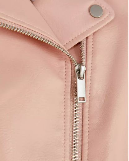 Pink Leather Faux Jacket