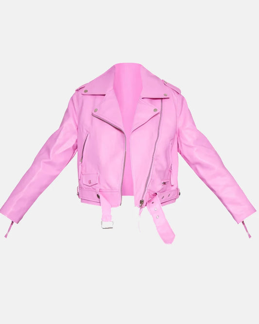 Pink Oversized Leather Jacket