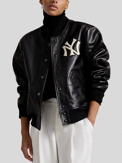 Polo Ralph Lauren Yankees Black Leather Jacket