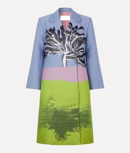 RhonniRose Mantilla Beyond the Gates 2025 Chelsea Hamilton Colorblock Tree Print Coat