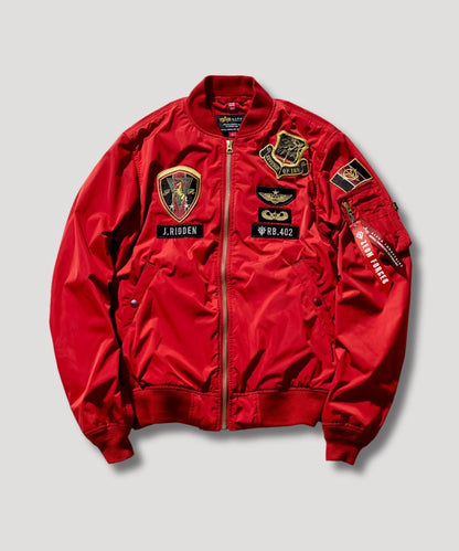 STRICT-G x ALPHA Light MA-1 Bomber Jacket Red
