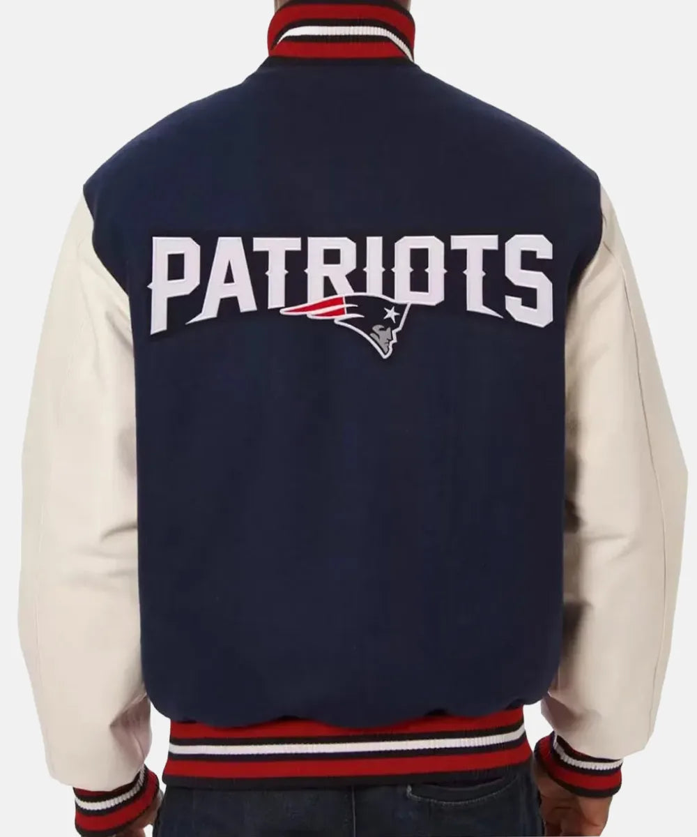 SaleNFLNewEnglandPatriotsBlueandWhiteVarsityJacket