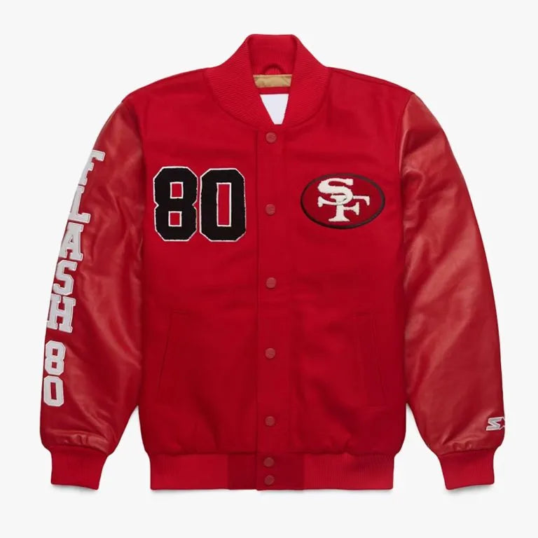 SanFrancisco49ersJerryRiceRedVarsityJacket