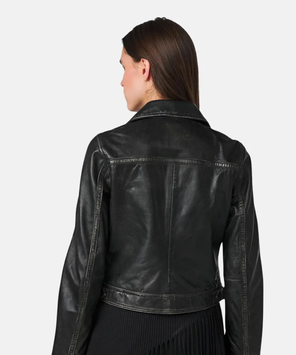 Selena gomez Black Leather Motorcycle Jacket