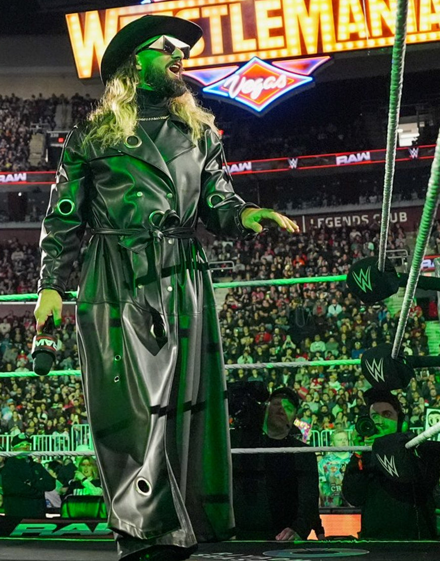 SethRollinsMondayNightRAW2025BlackLeatherTrenchCoat