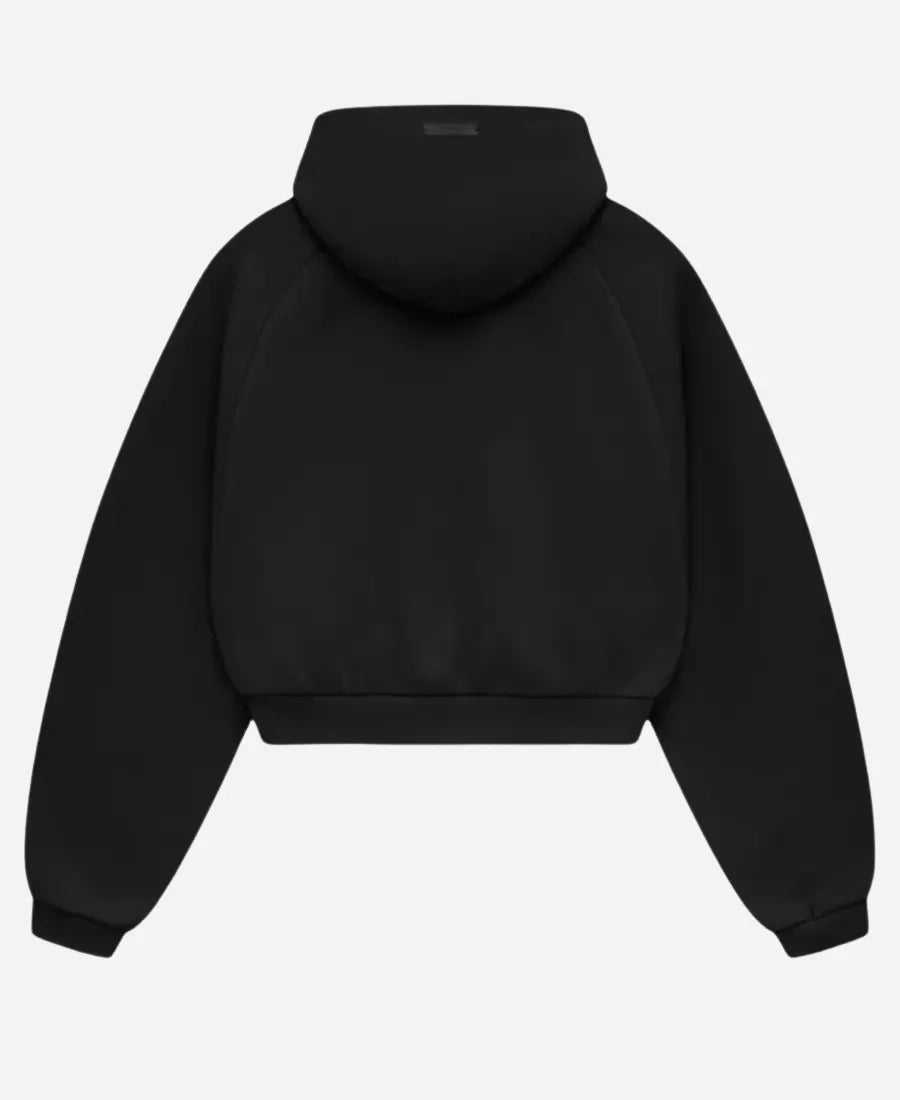 ShopFearOfGodEssentialsCroppedBlackPulloverHoodieForWomen