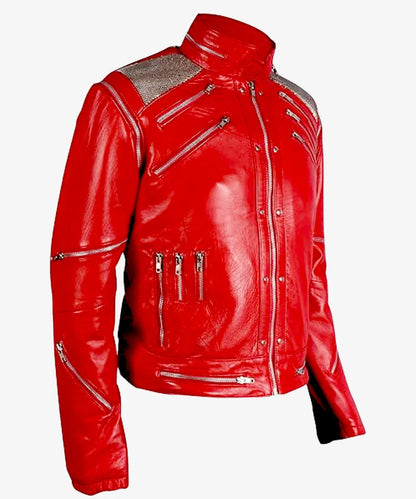 ShopMichaelJacksonBeatItRedLeatherJacketForMenandWomen