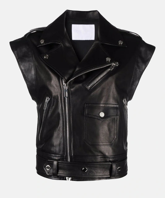 Short Sleeve Leather Jacket