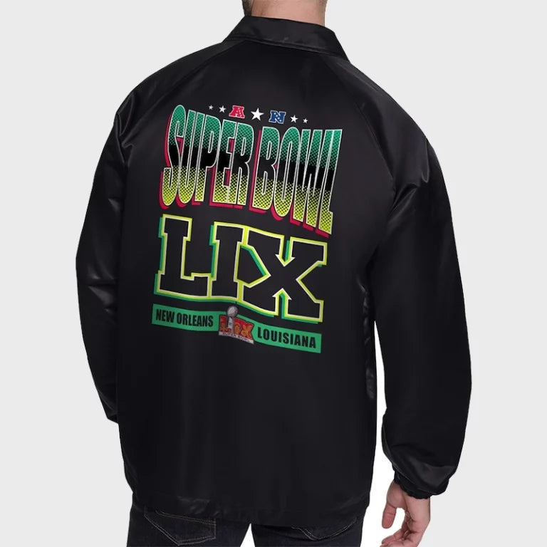 SuperBowlLIXStarterBlackSatinJacket