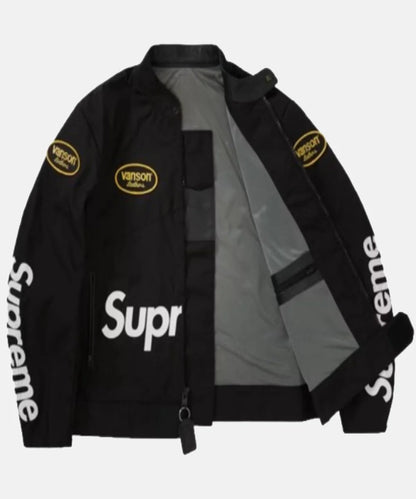 SupremeVansonCorduraPremiumBlackLeatherJacket