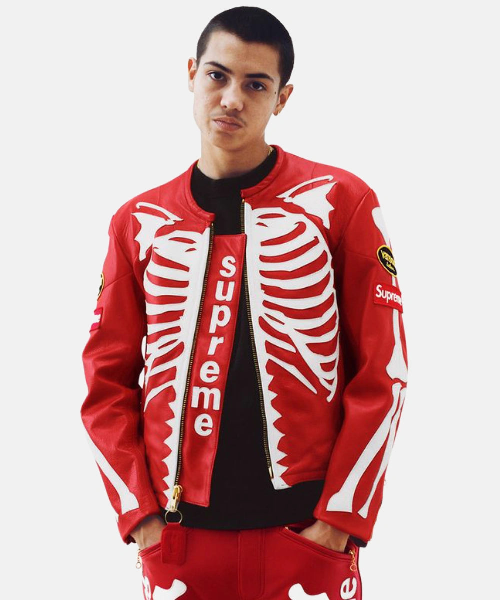 Supreme leather skeleton jacket online