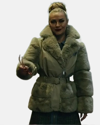 Tammy TV Series The Gentlemen Chanel Cress well Grey Fur Leather Jacket