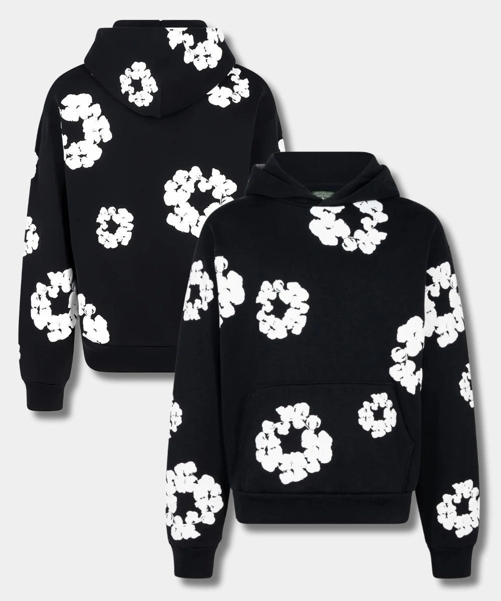 The Cotton Wreath Denim Tears Hoodie Black