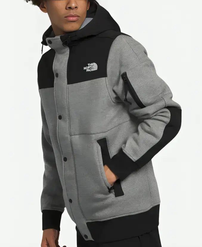 TheNorthFaceMen_sHighrailGreyAndBlackFleeceHoodedJacket