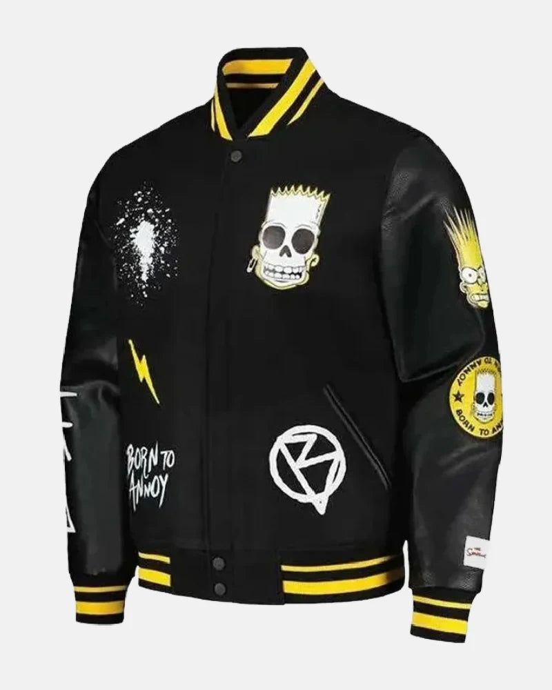 TheSimpsonsCartoonCharacterBlackVarsityBomberJacket