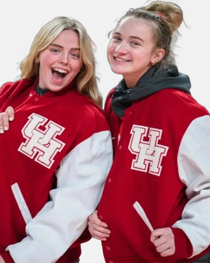 The University of Houston Red and White Letterman Bomber Jacket