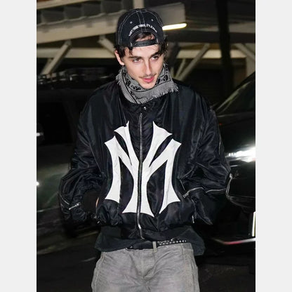 Timothee Chalamet Mowalola Runway My City Bomber Jacket Black