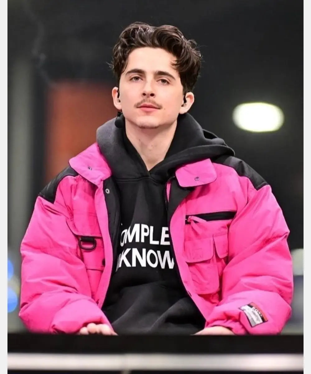 TimotheeChalametPufferJacketPink