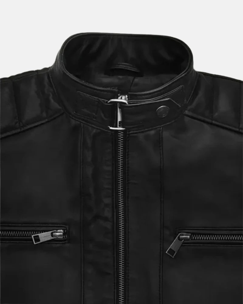 TopGAndrewTateBlackLeatherBikerJacket