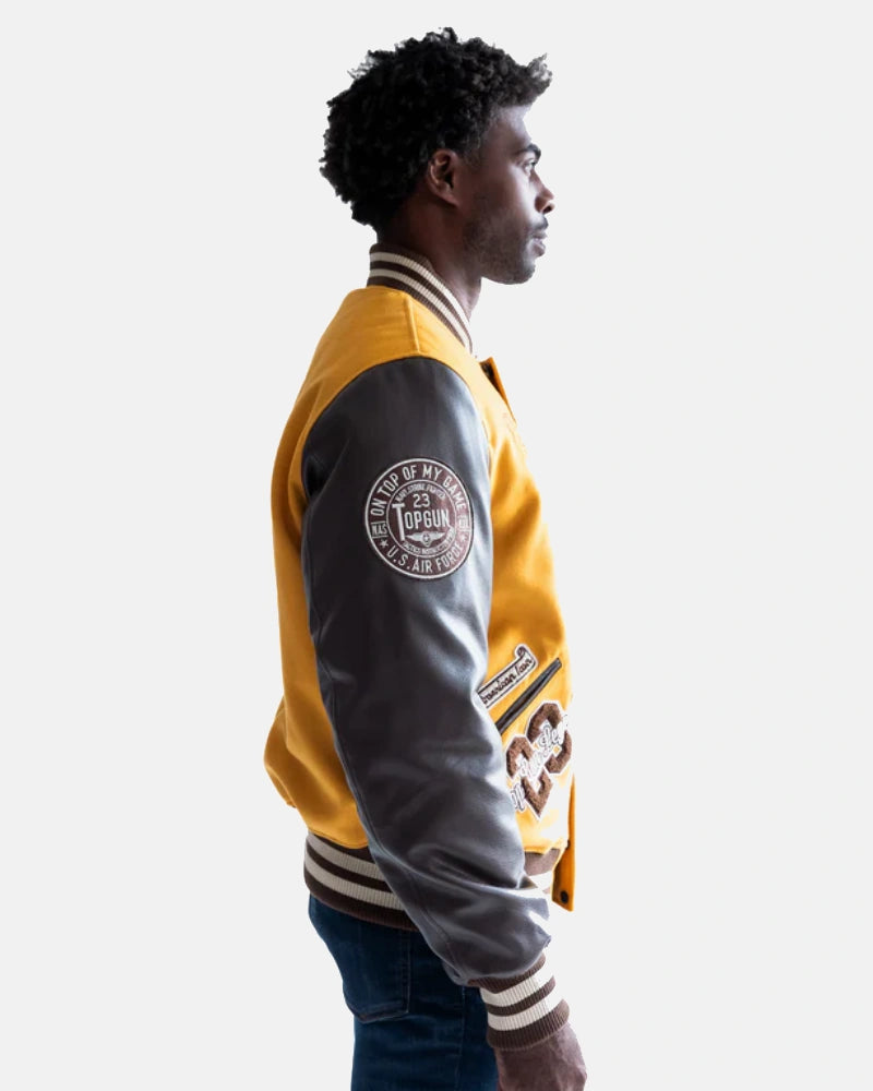 Top Gun Never Give UP Fear The Goat Varsity Jacket