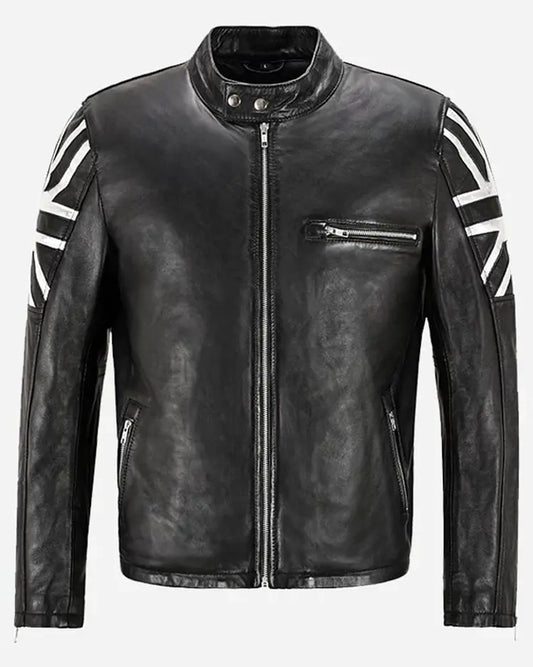 UnionJackSilverBlackLeatherJacket