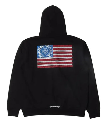 UnisexChromeHeartsUSAHorseshoeBlackHoodie