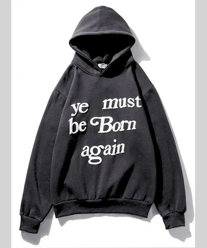 Unisex Hip Hop Ye Must Born Again Hoodie Black