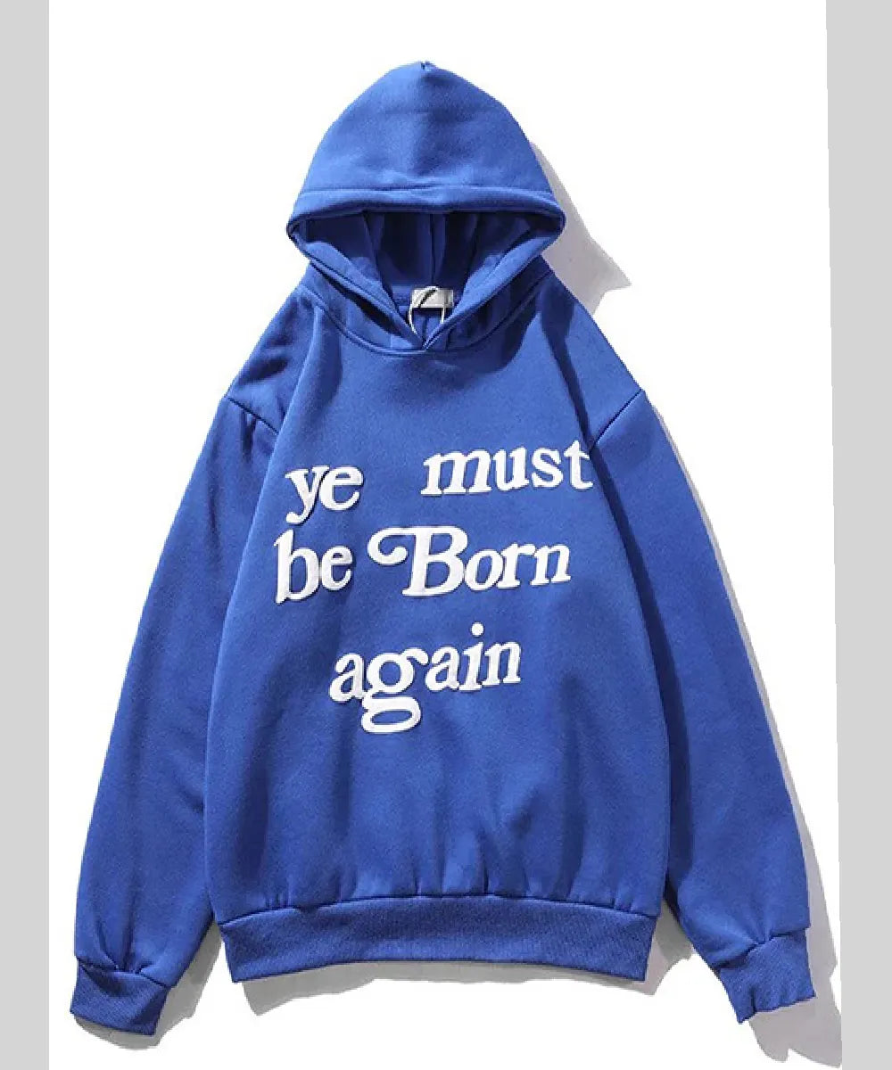 Unisex Hip Hop Ye Must Born Again Hoodie Blue