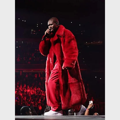 Usher Red Fur Long Coat 2024