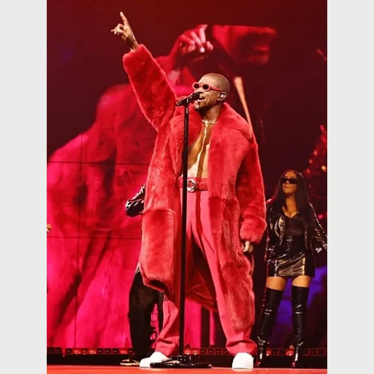 Usher Red Fur Long Coat 2024