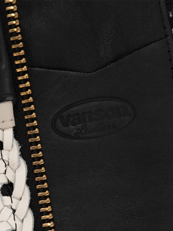 Vanson Raffia Black Leather Jacket