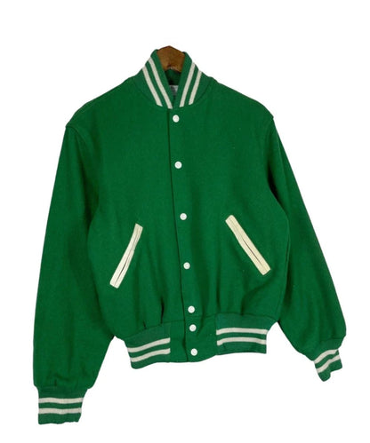 Vintage 90s Full Snap Varsity Jacket Green