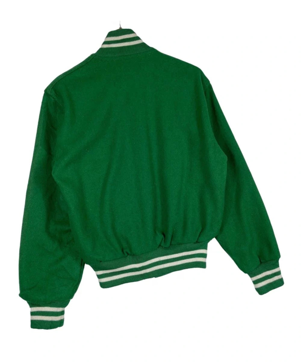 Vintage 90s Plain Green Varsity Jacket