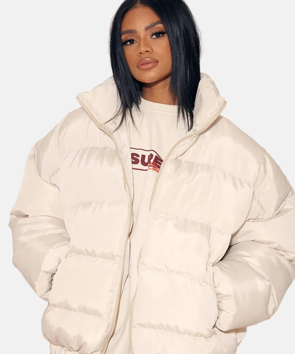 Women Cream Extreme Oversized Offwhitte Down Puffer Jacket Sale