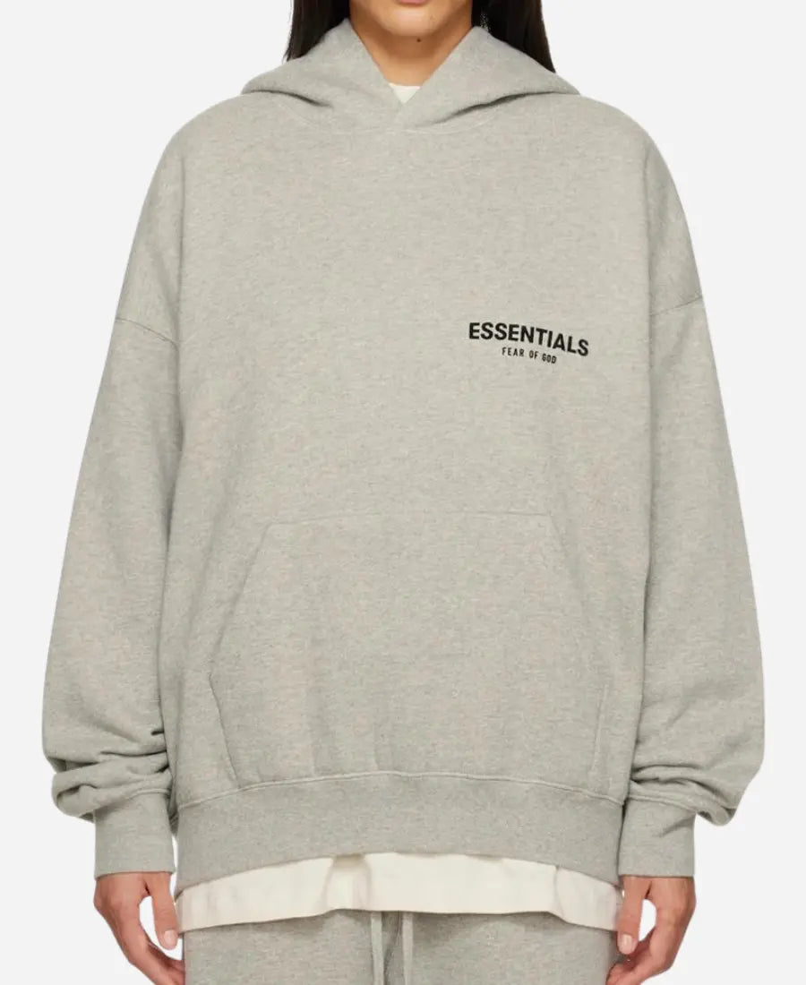 WomenFearOfGodEssentialsGreyHoodie