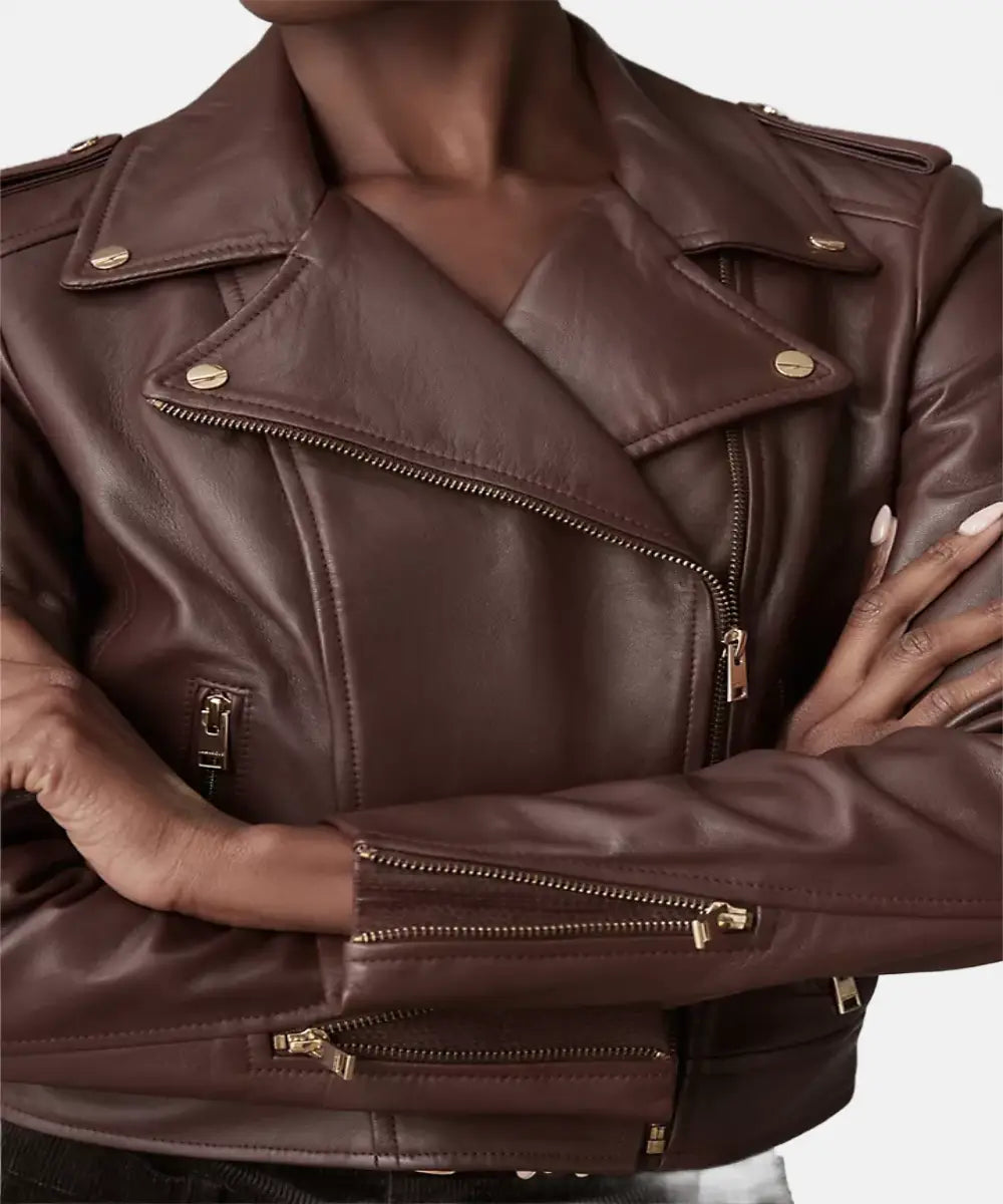 WomenLamarqueDonnaIconicLeatherMotorcycleJacket