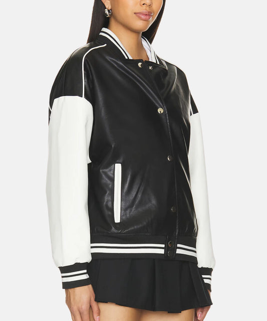 Parker Faux Leather Varsity Jacket