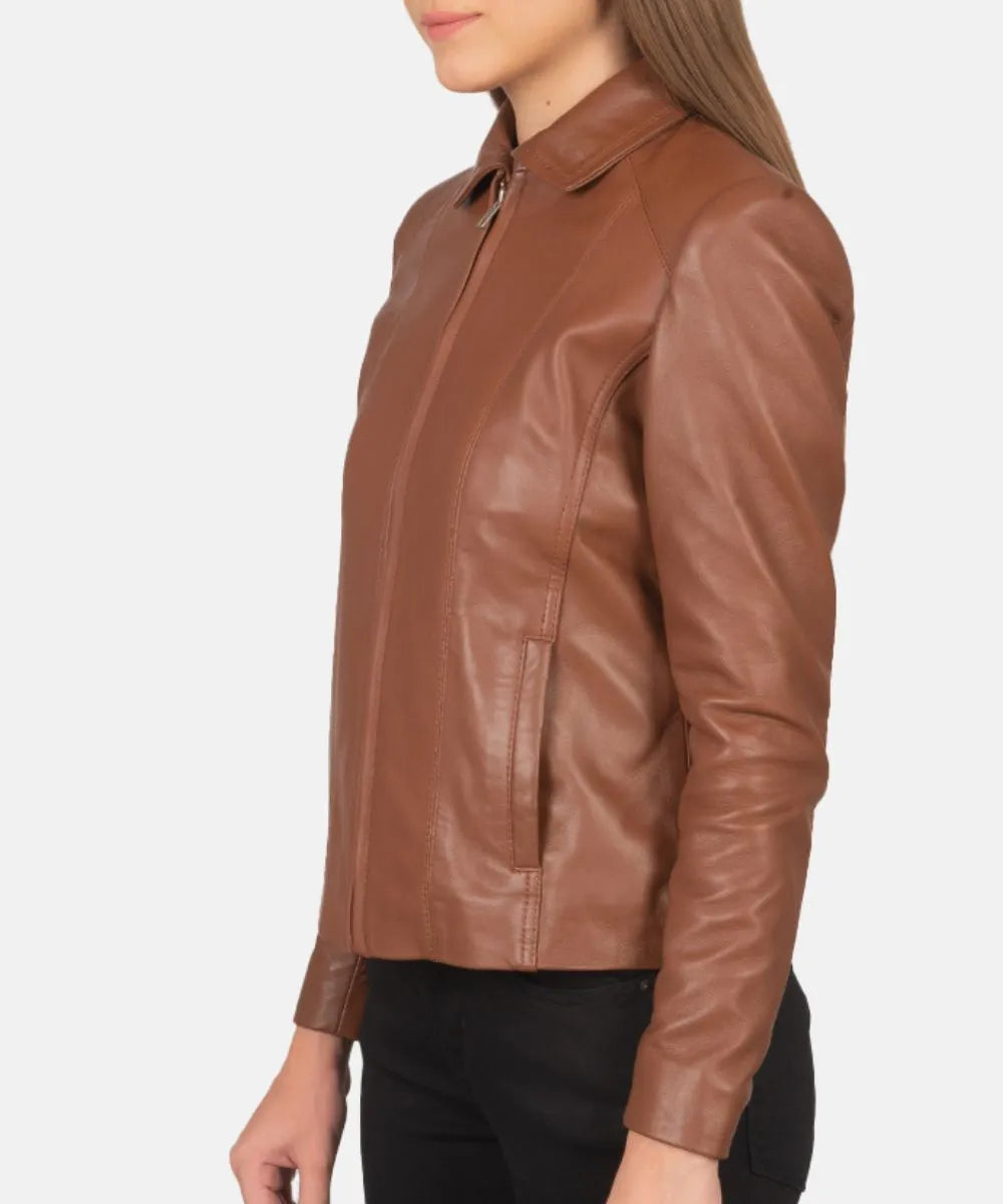 Women Classic Colette Brown Leather Jacket