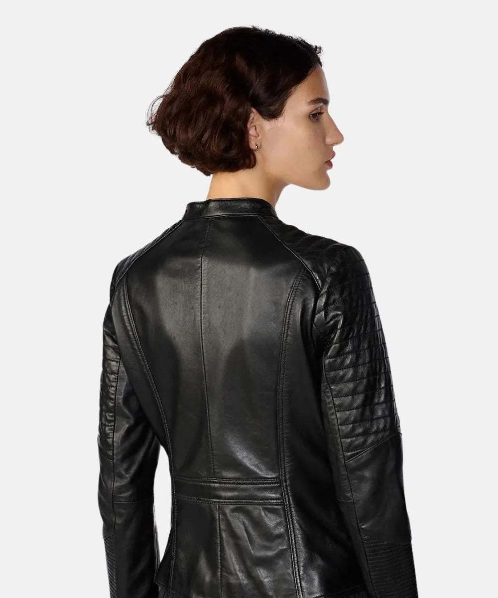 Women Hadley Quilted Black Leather Jacket