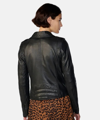 Women Madeline Asymmetrical Black Leather Jacket