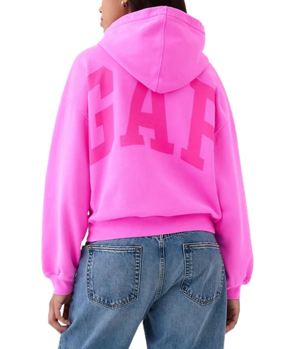 Women's Gap Vintage Soft Arch Logo Cropped Hoodie Pink