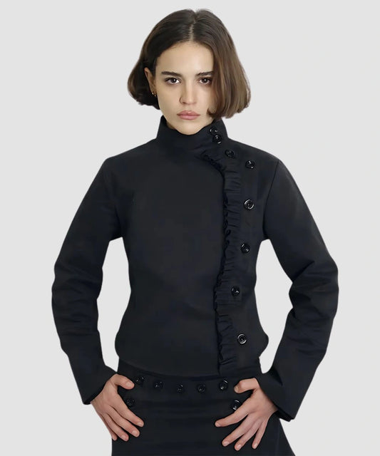 Women's Vintage Fencing Frill Jacket Black