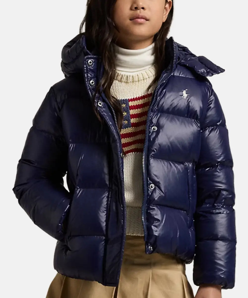 WomensRalphLaurenDownBluePufferHoodedJacket