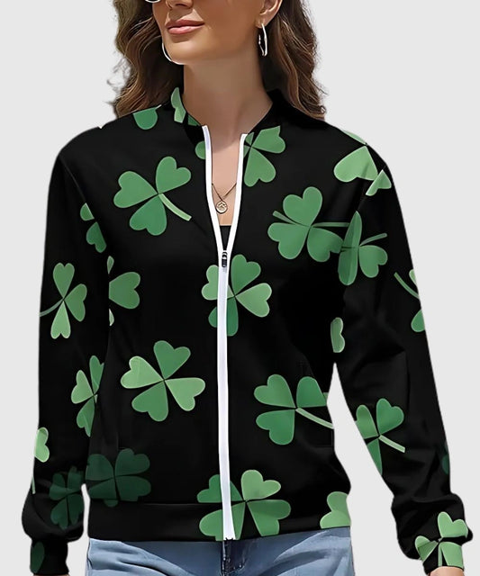 Womens St Patrick's Day Bomber Jacket Green