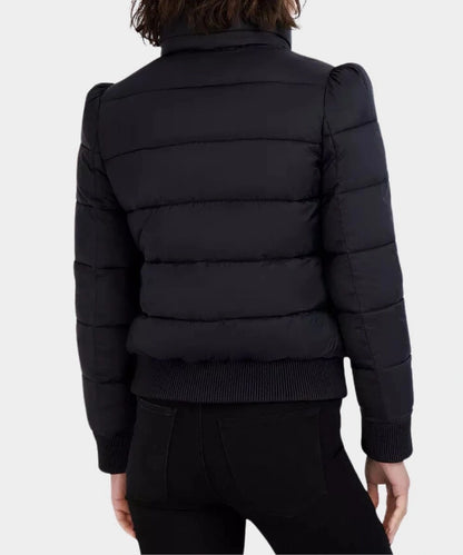 Womens Tahari Cole Quilted Puffer Black Jacket