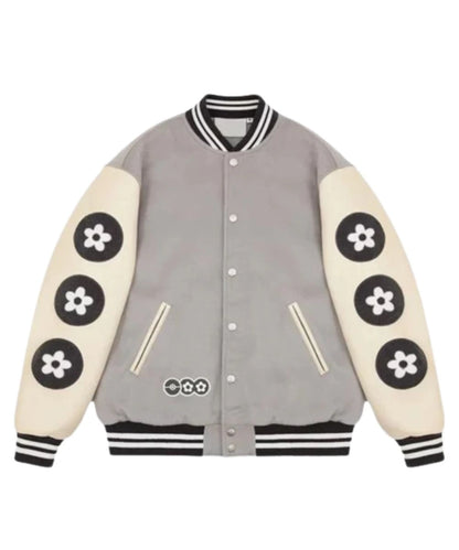 Womens Vandy x Pokemon Pikachu Flower Varsity Grey & White Jacket