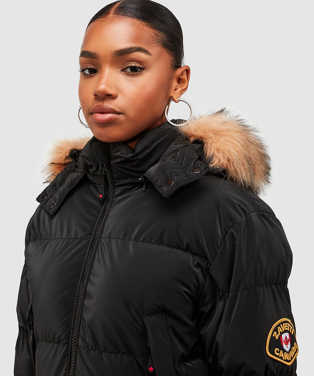 ZavettiCanadaFurBlackPufferJacket